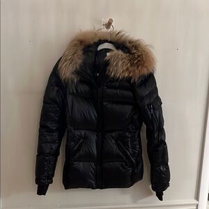 SAM Black Puffer Jacket with Fur Hood